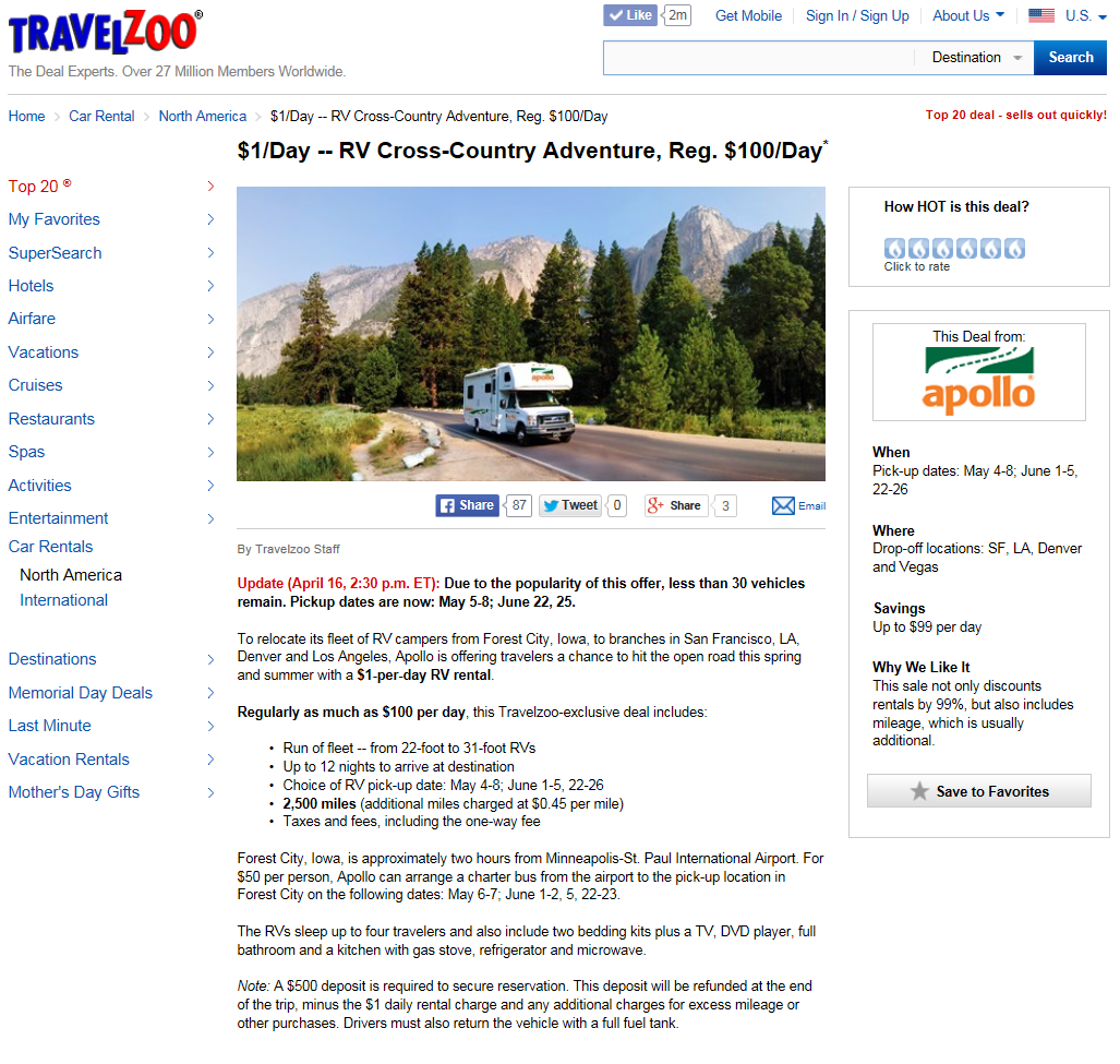RVロードトリップ：Travelzooが旅路を切り拓く